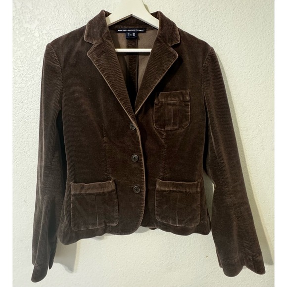 Ralph Lauren Sport Brown Corduroy Blazer Jacket Women's Size 10 Button Front - Picture 1 of 9